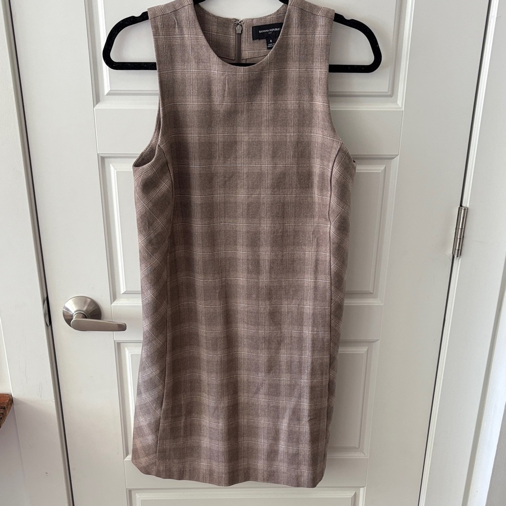 Banana Republic Brown Plaid Shift Dress
